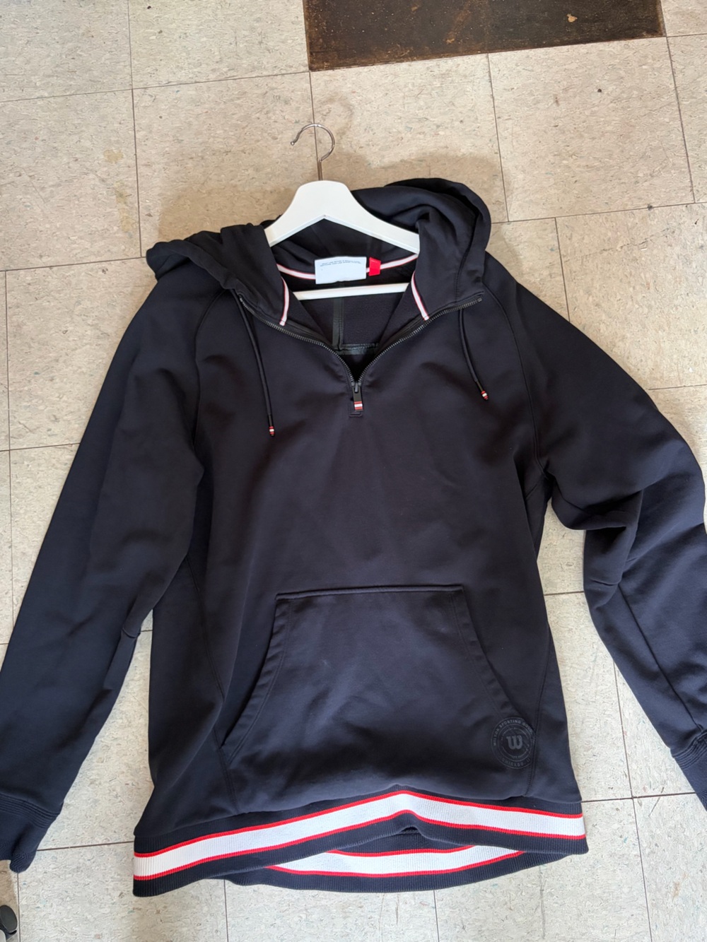 Wilson L Unisex Black Quarter-zip sweatshirt with Subtle Red Trim